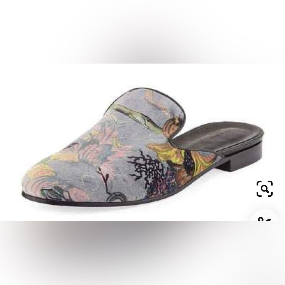 Rag & Bone Savoy Floral Velvet Slide, Gray/Multi, Size 39 1/2 (Fits like a 9)